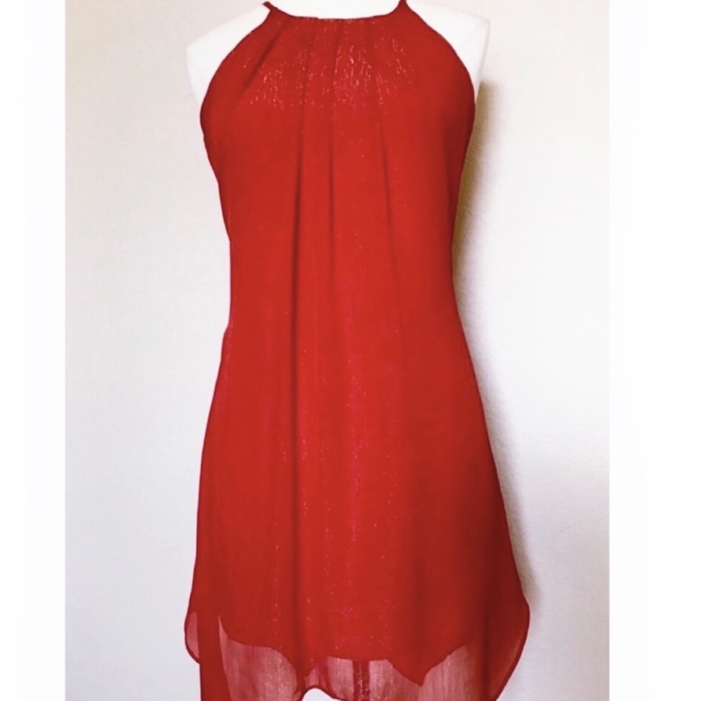 I.N. San Francisco Red Shimmer Trapeze Dress